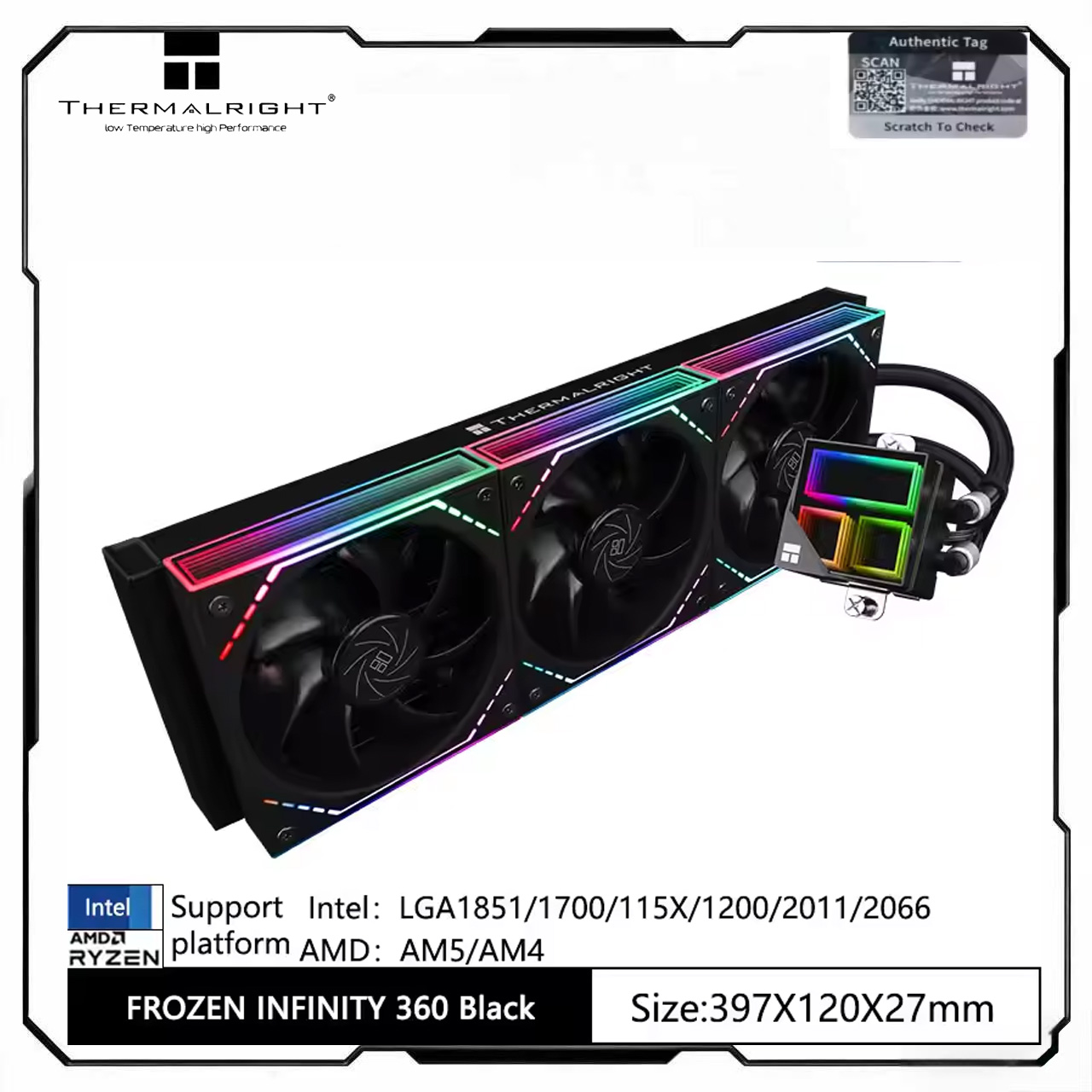 Aio Liquid Cooler 360Mm Argb - Thermalright FROZEN INFINITY 360 BLACK&WHITE AIO