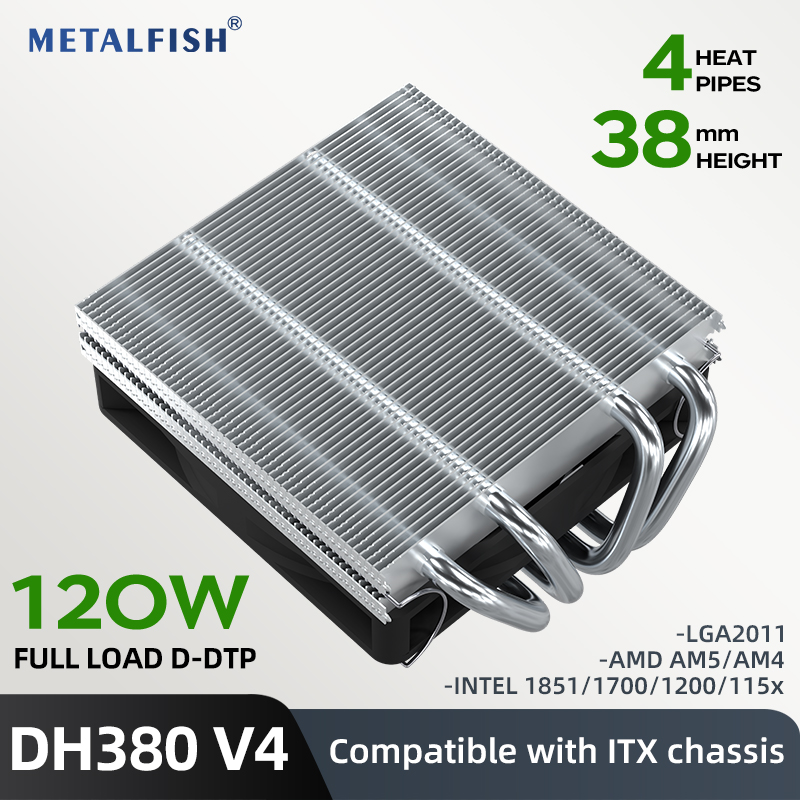 Cpu Cooler Low Profile Itx - Низкопрофильный процессорный кулер METALFISH DH380, высота