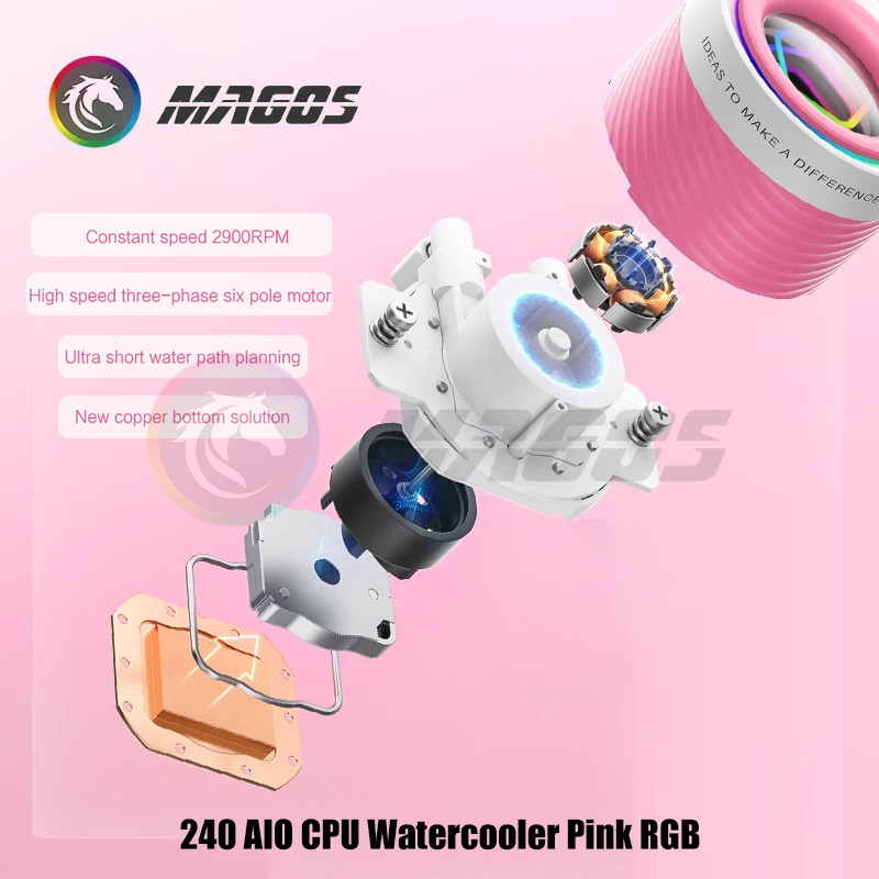240 AIO CPU Watercooler Pink R – обзор и цена Cpu Water Cooler 240Mm Rgb